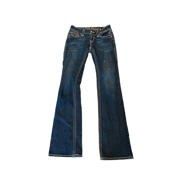 Rock Revival Womens Size 27 Debbie Boot Jeans‎ Low Rise Zip Fly - Picture 1 of 9